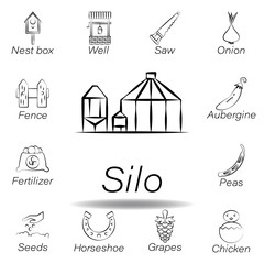 silo hand draw icon. Element of farming illustration icons. Signs and symbols can be used for web, logo, mobile app, UI, UX © FIDAN