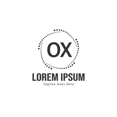 Initial OX logo template with modern frame. Minimalist OX letter logo vector illustration