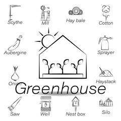 greenhouse hand draw icon. Element of farming illustration icons. Signs and symbols can be used for web, logo, mobile app, UI, UX