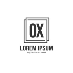 Initial OX logo template with modern frame. Minimalist OX letter logo vector illustration