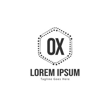 Initial OX logo template with modern frame. Minimalist OX letter logo vector illustration