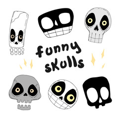 set of funny skulls. vector illustration