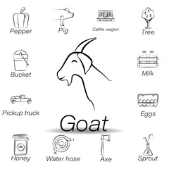Obraz premium goat hand draw icon. Element of farming illustration icons. Signs and symbols can be used for web, logo, mobile app, UI, UX