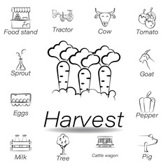 harvest hand draw icon. Element of farming illustration icons. Signs and symbols can be used for web, logo, mobile app, UI, UX