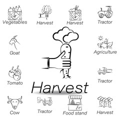 harvest hand draw icon. Element of farming illustration icons. Signs and symbols can be used for web, logo, mobile app, UI, UX