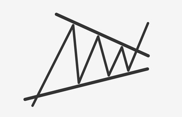 Bullish Contracting Triangle vector flat icon - pattern figure technical laptop analysis. Stock and cryptocurrency exchange graph, forex analytics and trading market chart breakout