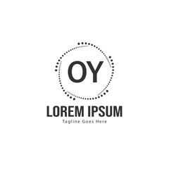 Initial OY logo template with modern frame. Minimalist OY letter logo vector illustration