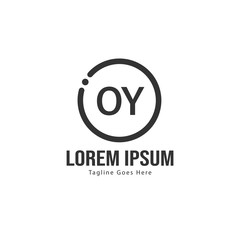 Initial OY logo template with modern frame. Minimalist OY letter logo vector illustration