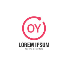 Initial OY logo template with modern frame. Minimalist OY letter logo vector illustration