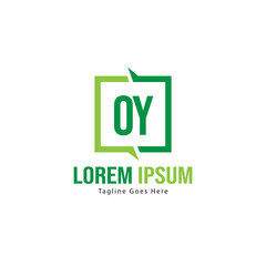 Initial OY logo template with modern frame. Minimalist OY letter logo vector illustration
