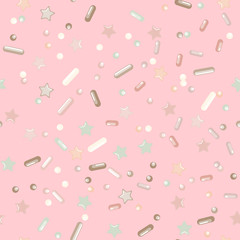 Sprinkle Cupcake Donut Topping. Seamless Pattern 