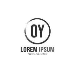 Initial OY logo template with modern frame. Minimalist OY letter logo vector illustration