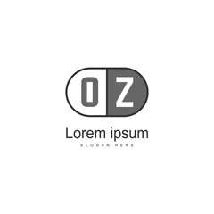Initial OZ logo template with modern frame. Minimalist OZ letter logo vector illustration