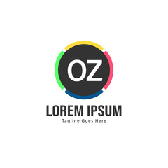 Initial OZ logo template with modern frame. Minimalist OZ letter logo vector illustration