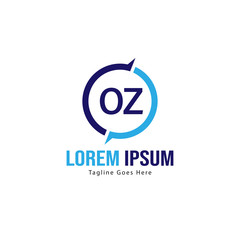 Initial OZ logo template with modern frame. Minimalist OZ letter logo vector illustration