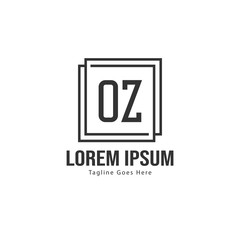 Initial OZ logo template with modern frame. Minimalist OZ letter logo vector illustration