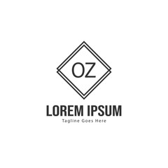Initial OZ logo template with modern frame. Minimalist OZ letter logo vector illustration