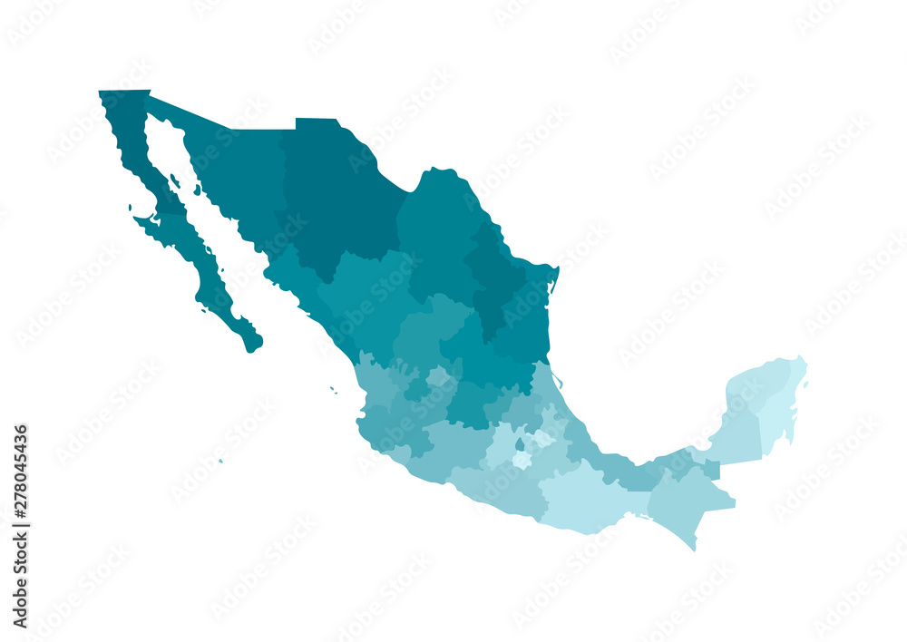 Wall mural vector isolated illustration of simplified administrative map of mexico (united mexican states)﻿. bo