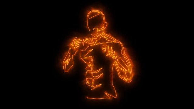 Orange Fighter Boxer Animated Logo with Reveal Effect