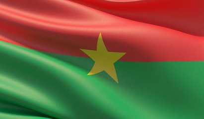High resolution close-up flag of Burkina Faso. 3D illustration.