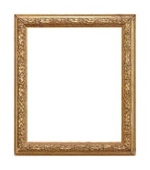 Golden frame for paintings, mirrors or photo isolated on white background