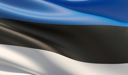 High resolution close-up flag of Estonia. 3D illustration.