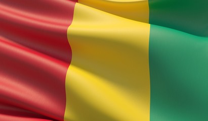 High resolution close-up flag of Guinea. 3D illustration.