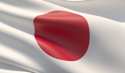 High resolution close-up flag of Japan. 3D illustration.