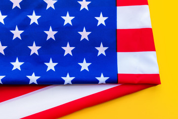 USA flag on yellow background. Bright colors