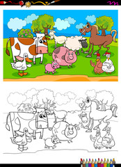 happy farm animal characters group color book