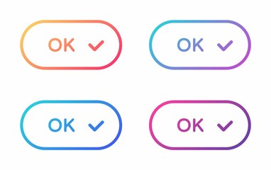 ok web buttons set. outline ui web buttons in flat style. rounded vector buttons on trendy gradients with symbols for web and ui design