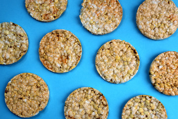 Diet crisp round bread. Rice cookie texture.