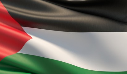 High resolution close-up flag of Palestine. 3D illustration.