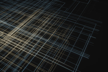 Glowing big data lines and technological background, 3d rendering.