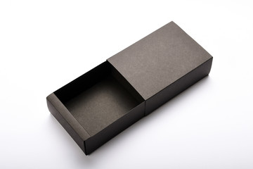 Open empty black box on white background