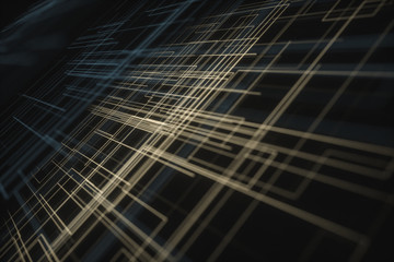 Glowing big data lines and technological background, 3d rendering.