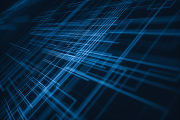 Glowing big data lines and technological background, 3d rendering.