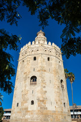 Fototapeta na wymiar The Torre del Oro tower in Seville, Spain.