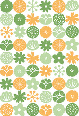 手描き風の花のパターン