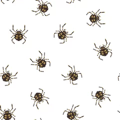 Fotobehang Pixel seamless pattern with 8 bit spider. Vector Illustration. © StepV