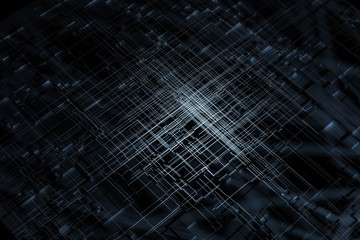 Glowing big data lines and technological background, 3d rendering.