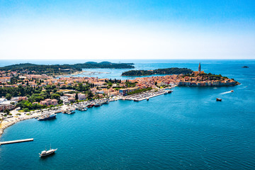 Fototapeta na wymiar Aerial view of the seaside city in the sea