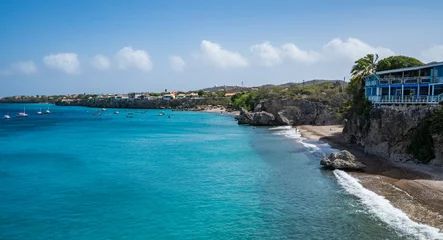 Foto op Canvas   Westpunt Cliffs Views around the small Caribbean island of Curacao © Gail Johnson