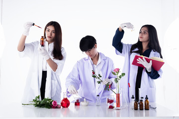 The scientists conducting experiments in laboratory,team of researchers in Chemical and nature...