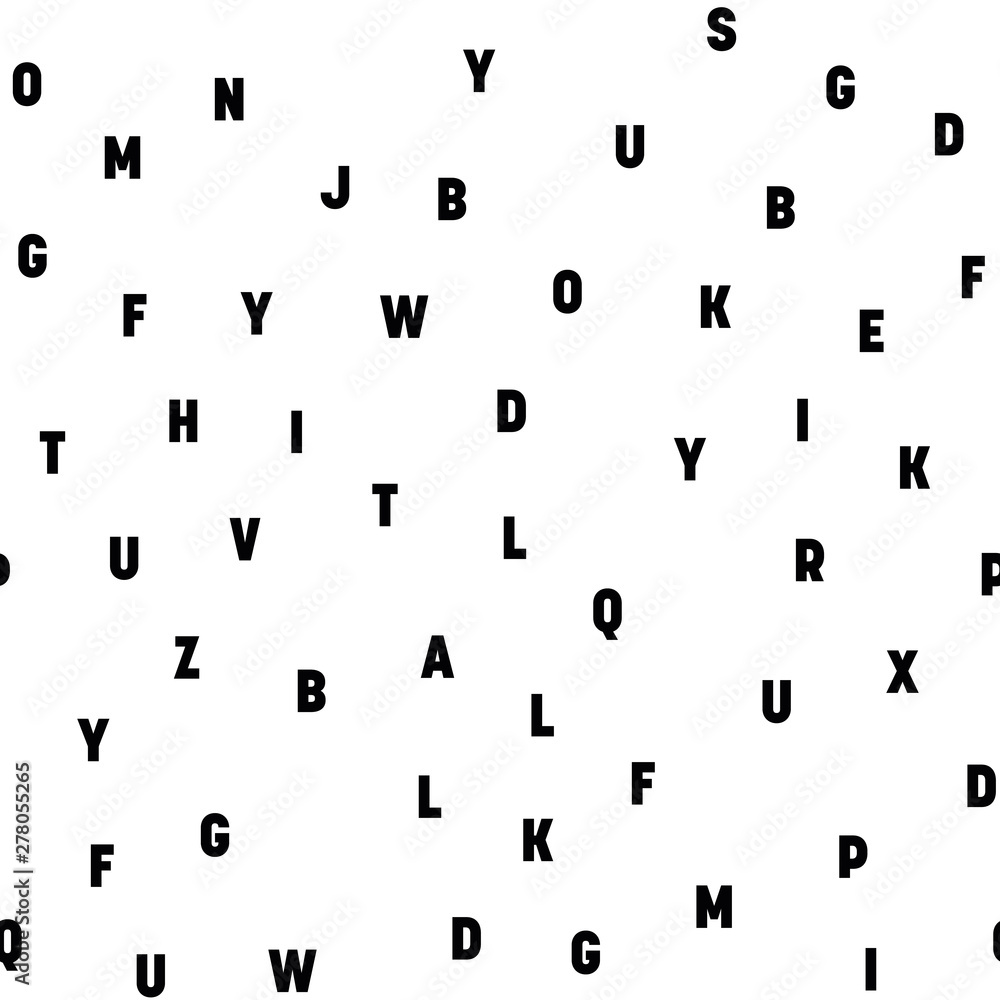 Poster seamless pattern of letters. random order signs. vector background