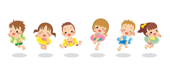 運動会で徒競走をしている可愛い子供たちのイラスト 背景 テンプレート コピースペース Wall Mural ぽこたぽこ