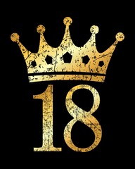 Crown Number 18 (Ancient Gold) - obrazy, fototapety, plakaty