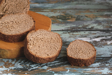 Rye sliced bread on the table