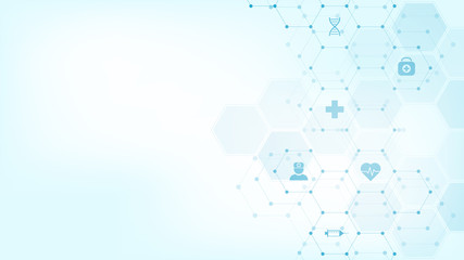 Abstract medical background with flat icons and symbols