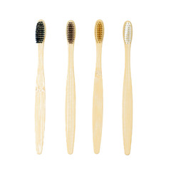 Eco-friendly Bamboo Toothbrushes on an isolated background